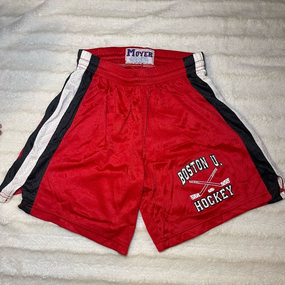 Vintage Moyer Boston University Hockey mesh shorts merch adult size small EUC